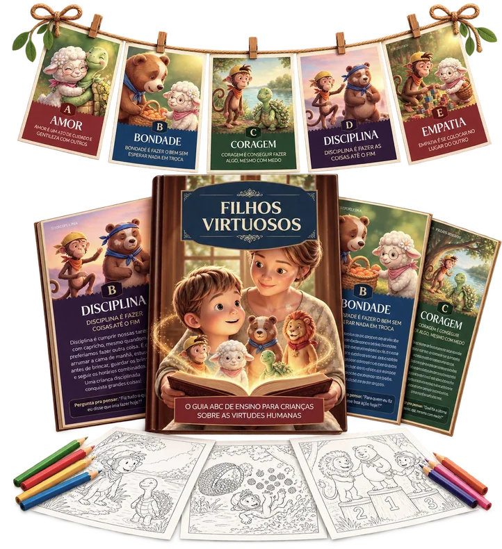 Kit completo: guia, cards do varal e desenhos para colorir